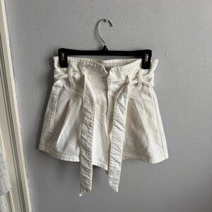 Guess white denim tie waist paperbag shorts